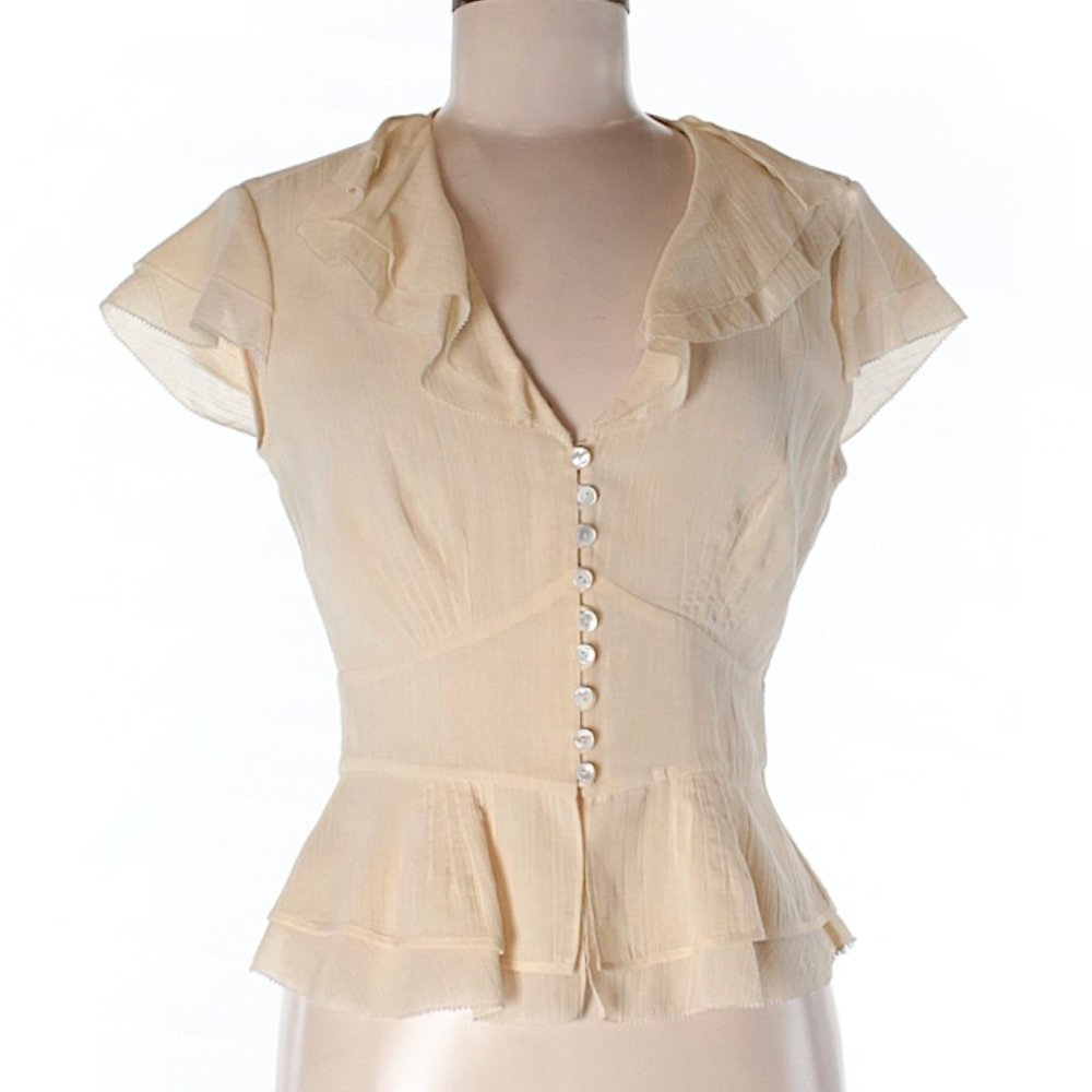Calvin Klein Short Sleeve Button Up Blouse Size 4